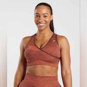Gymshark Cherry Brown ADAPT CAMO SEAMLESS SPORTS BRA Size XXL